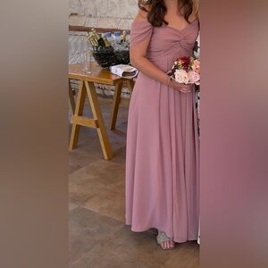 Azazie kaitlynn dress in dusty rose chiffon material